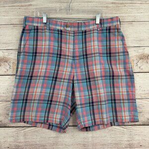 Peter‎ Millar Seaside Collection Plaid Chino Golf Shorts Men's Size 38 Blue/Pink